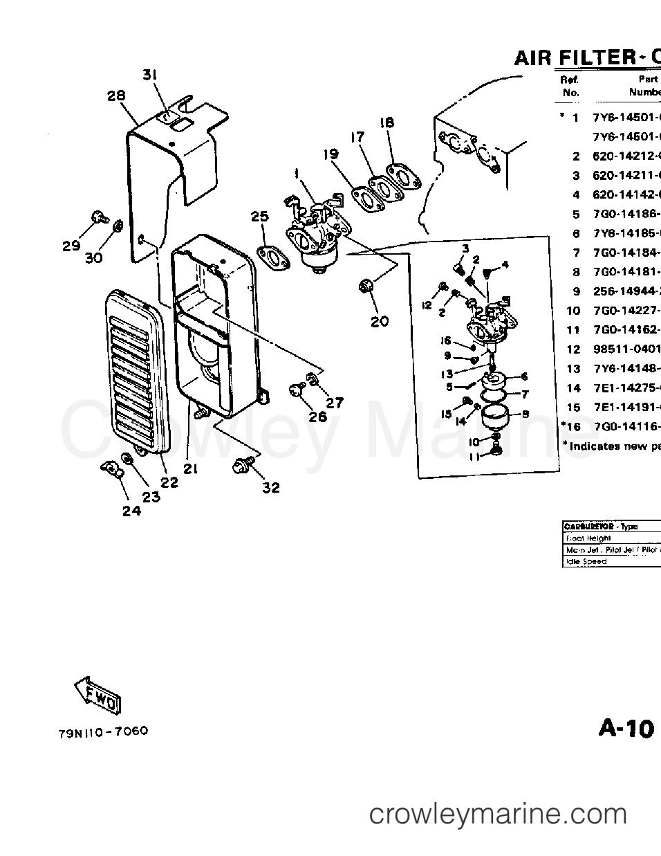 Yamaha Motors YS624W - AIR FILTER - CARBURETOR