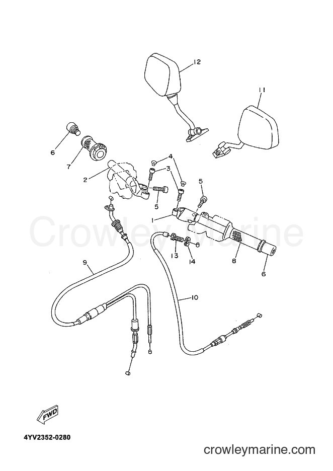 2002 Scooter TZR50 - TZR50 (4YV7) [010] - STEERING HANDLE & CABLE