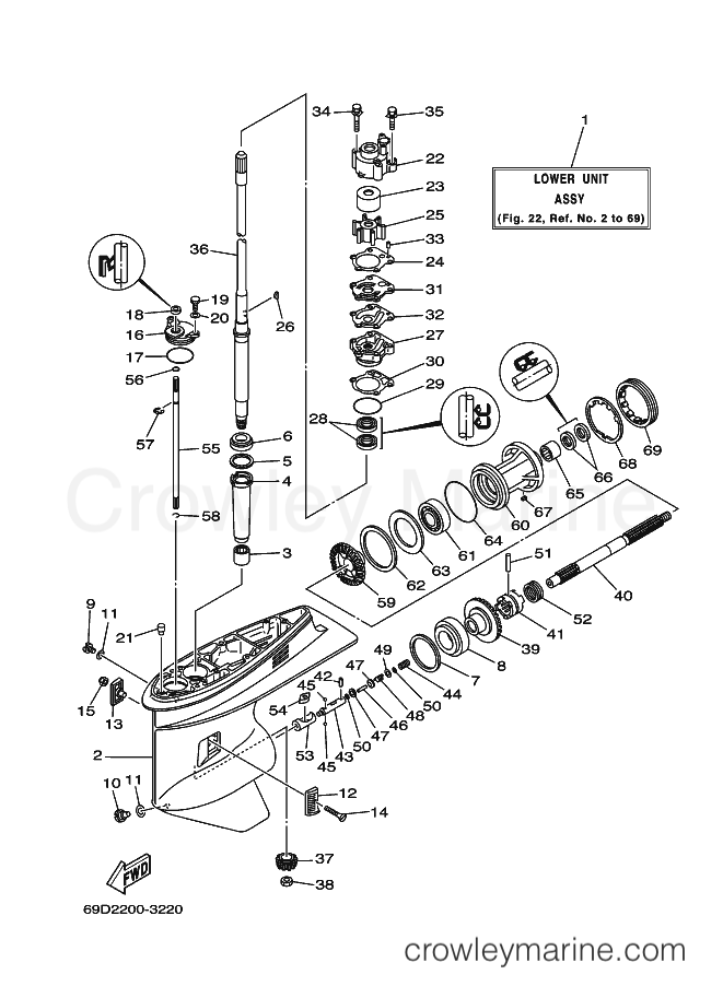 Yamaha Motors E60HWHDL (69D2) [150] - LOWER CASING & DRIVE 1