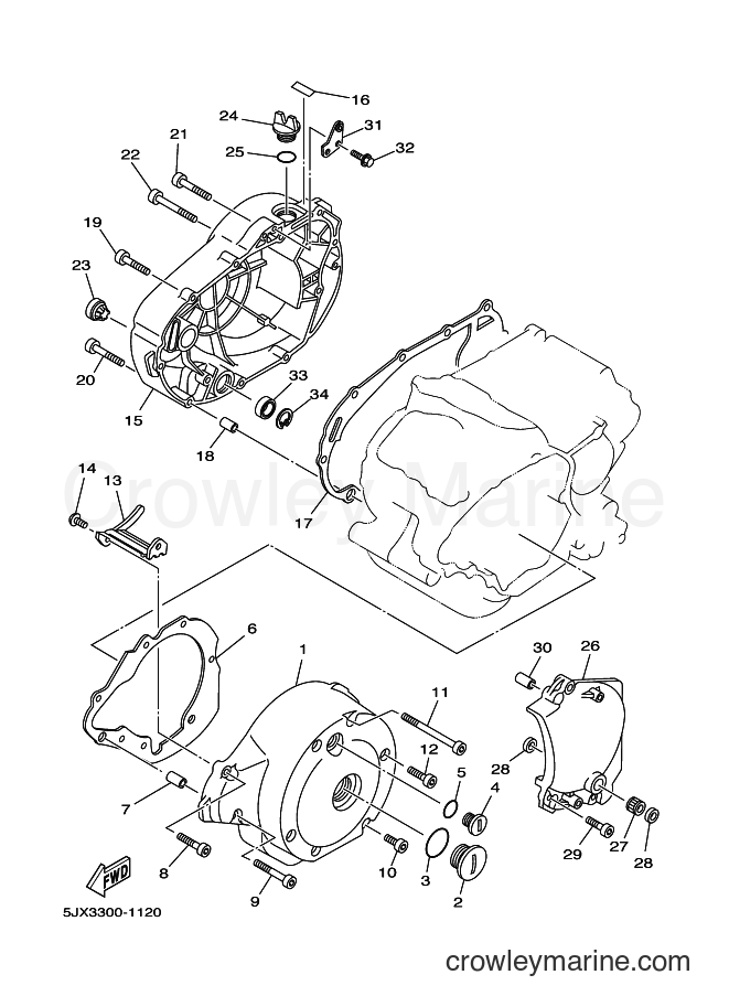 2004 Cruiser XVS125 - XVS125 (5JX7) [080] - CRANKCASE COVER 1
