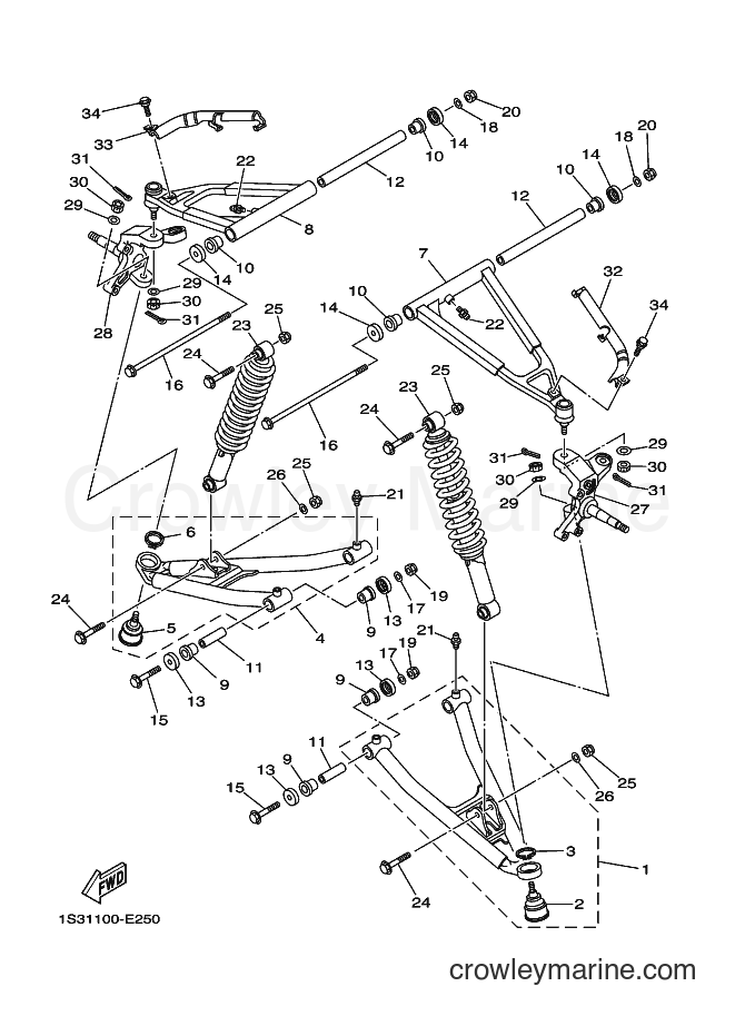 2013 ATV YFM700R - YFM700R (1PE2) [010] - FRONT SUSPENSION & WHEEL
