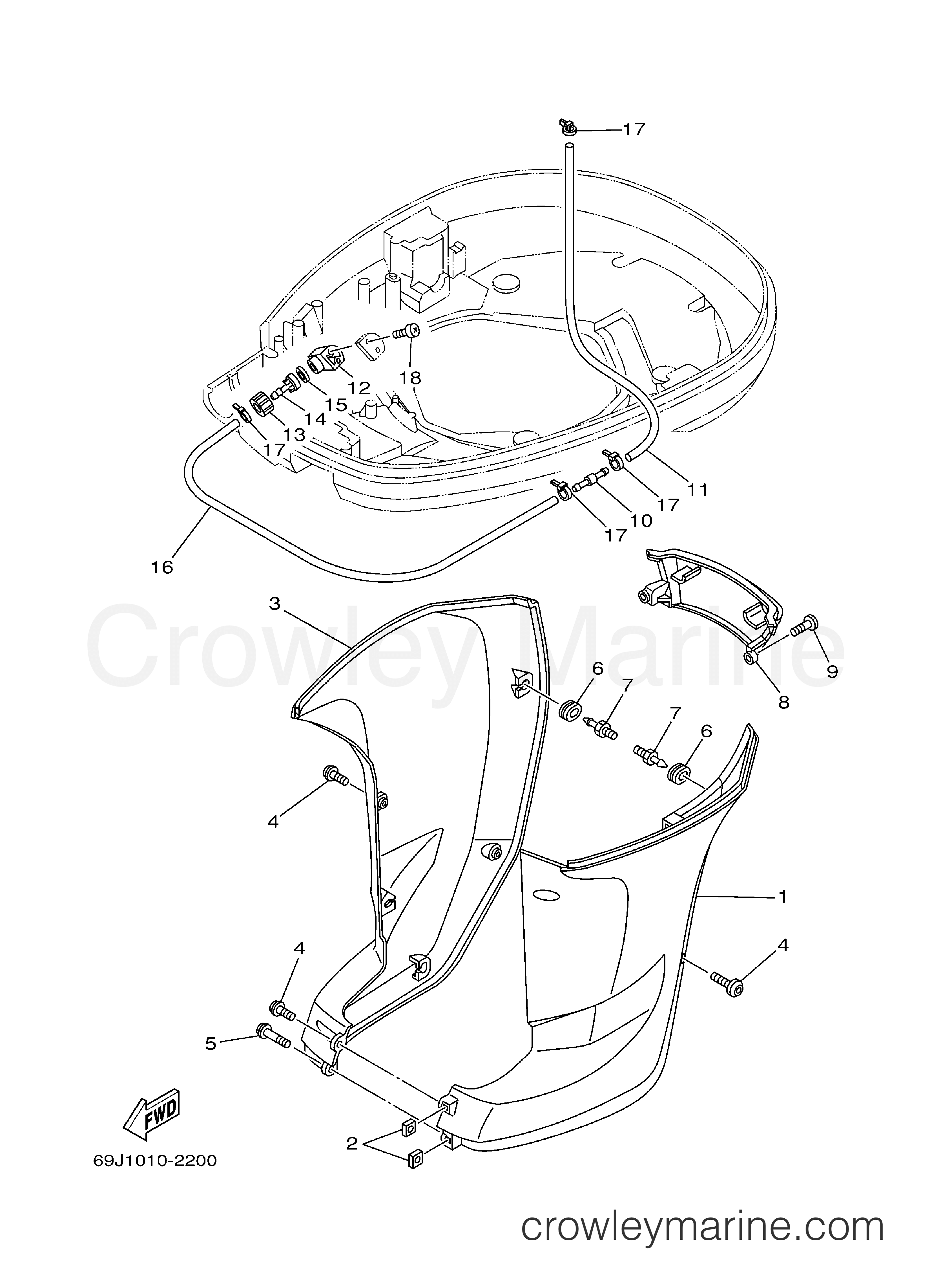 Yamaha Motors F200TXRA - BOTTOM COWLING 2