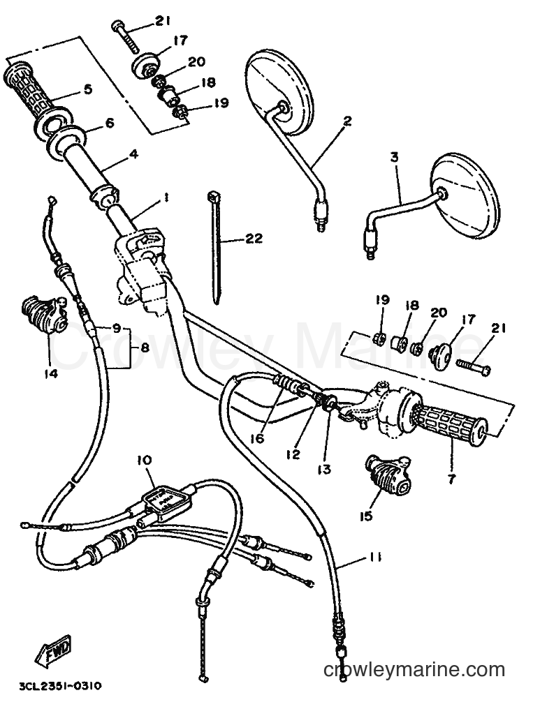1990 Dirt Bike TDR250 - TDR250 (3NR2) [010] - STEERING HANDLE & CABLE