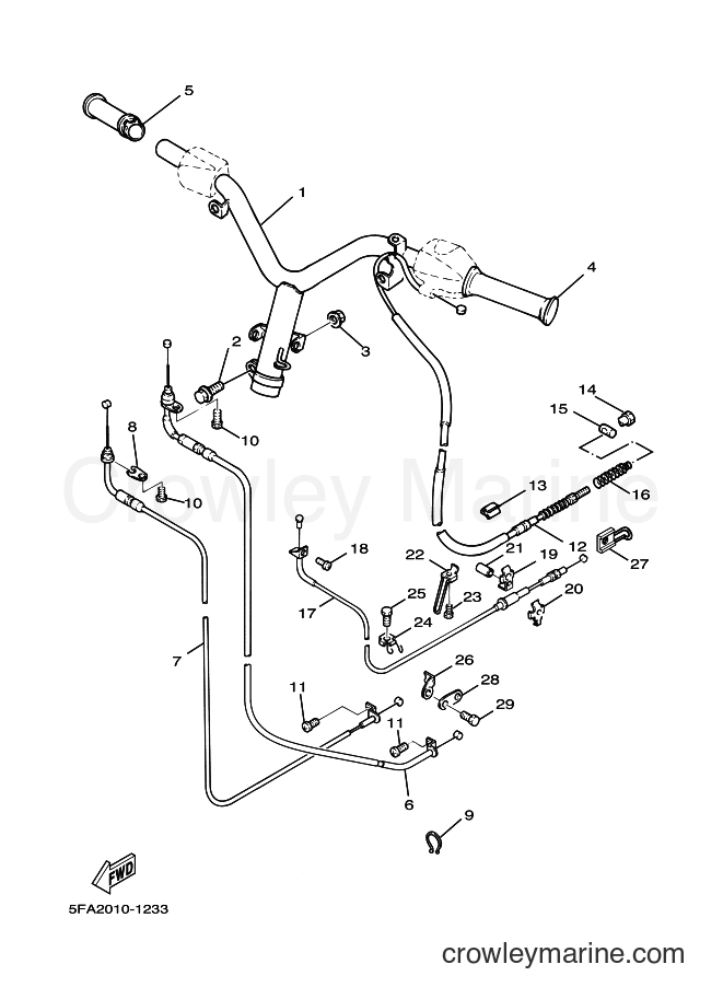 2003 Scooter YA100W - YA100W (5FA3) [010] - ステアリングハンドル & ケーブル