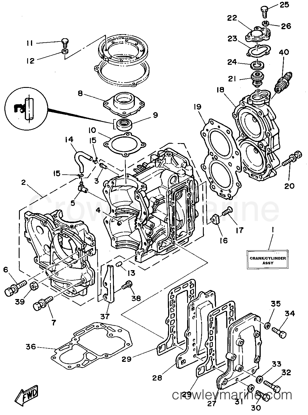 Yamaha Motors C25MLHT - CYLINDER CRANKCASE