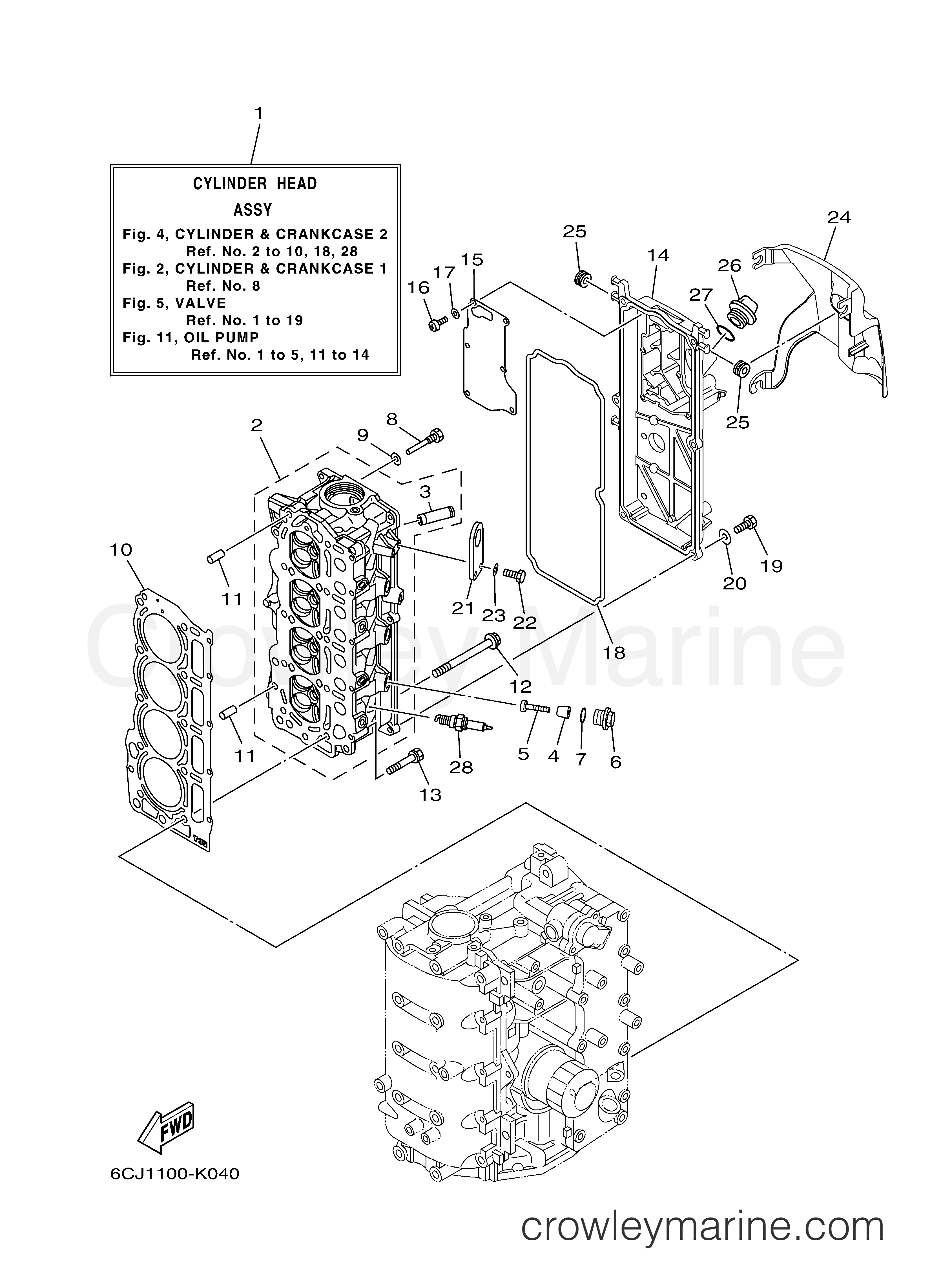 Yamaha Motors F70LA - CYLINDER CRANKCASE 2
