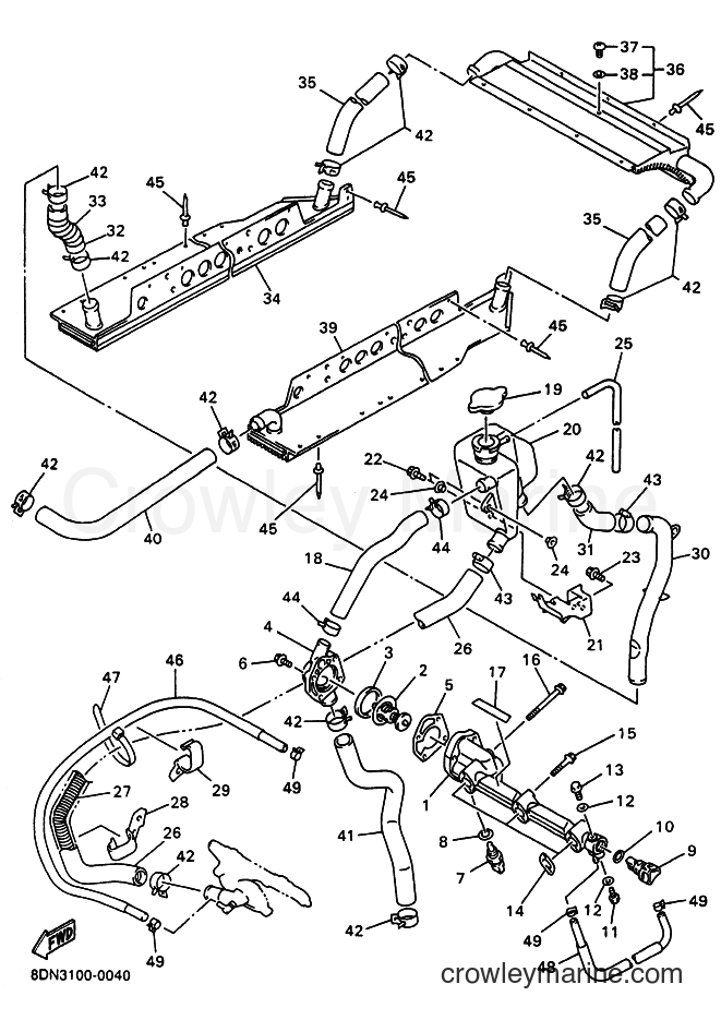 2000 Snowmobile SRX700 - SRX700 (8DN3) [020] - RADIATOR & HOSE