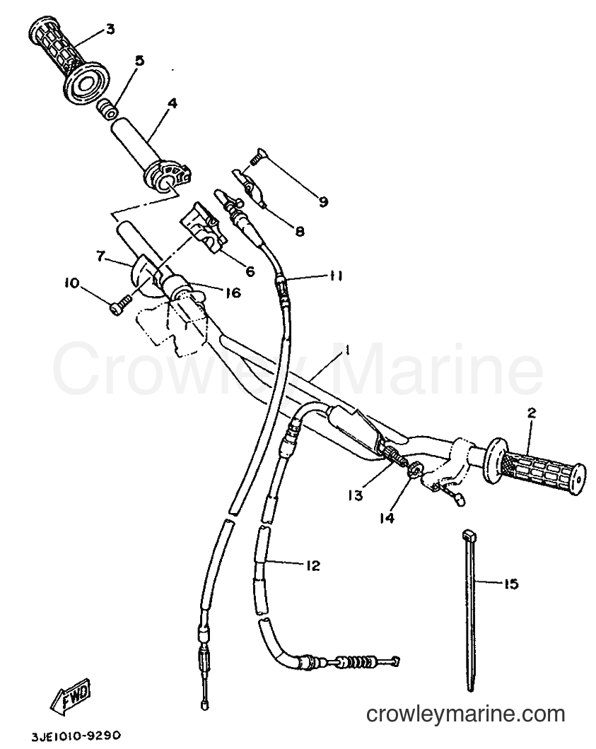 1989 Dirt Bike YZ250WR - YZ250WR (3RB1) [999] - STEERING HANDLE & CABLE