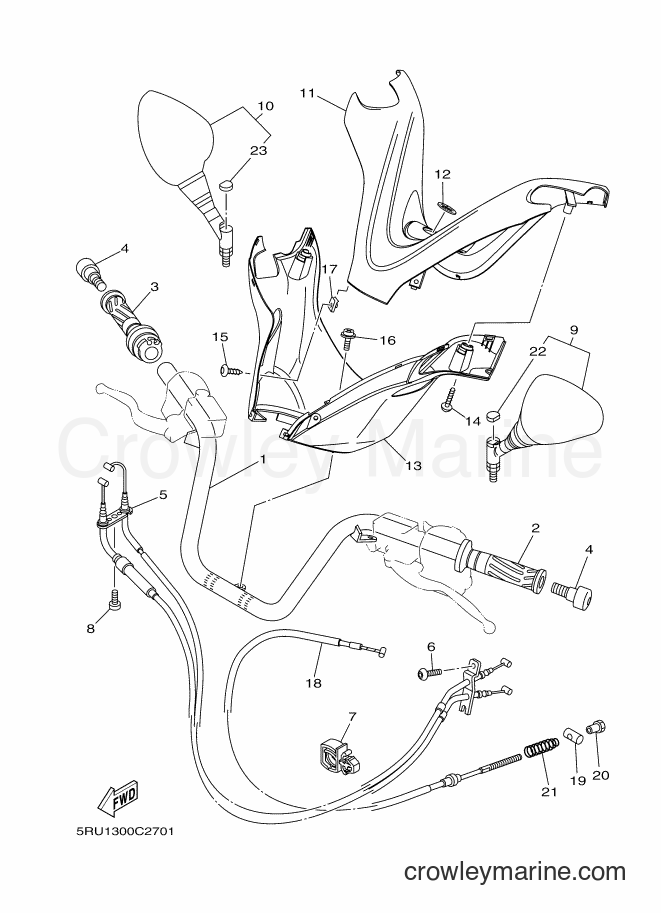 Yamaha Motors YP400A (34B1) [050] - STEERING HANDLE & CABLE