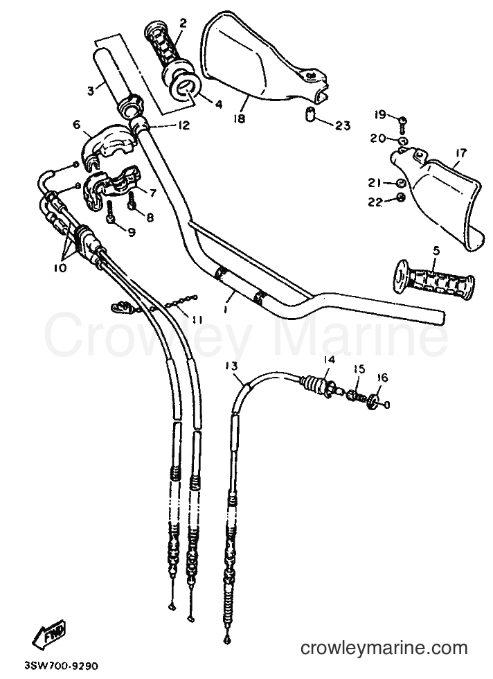 1990 Dirt Bike TT600 - TT600 (3SW2) [010] - STEERING HANDLE & CABLE