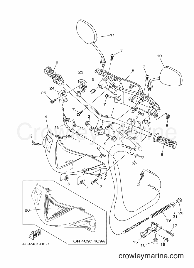 Yamaha Motors AL115S (4C98) [010] - STEERING HANDLE & CABLE