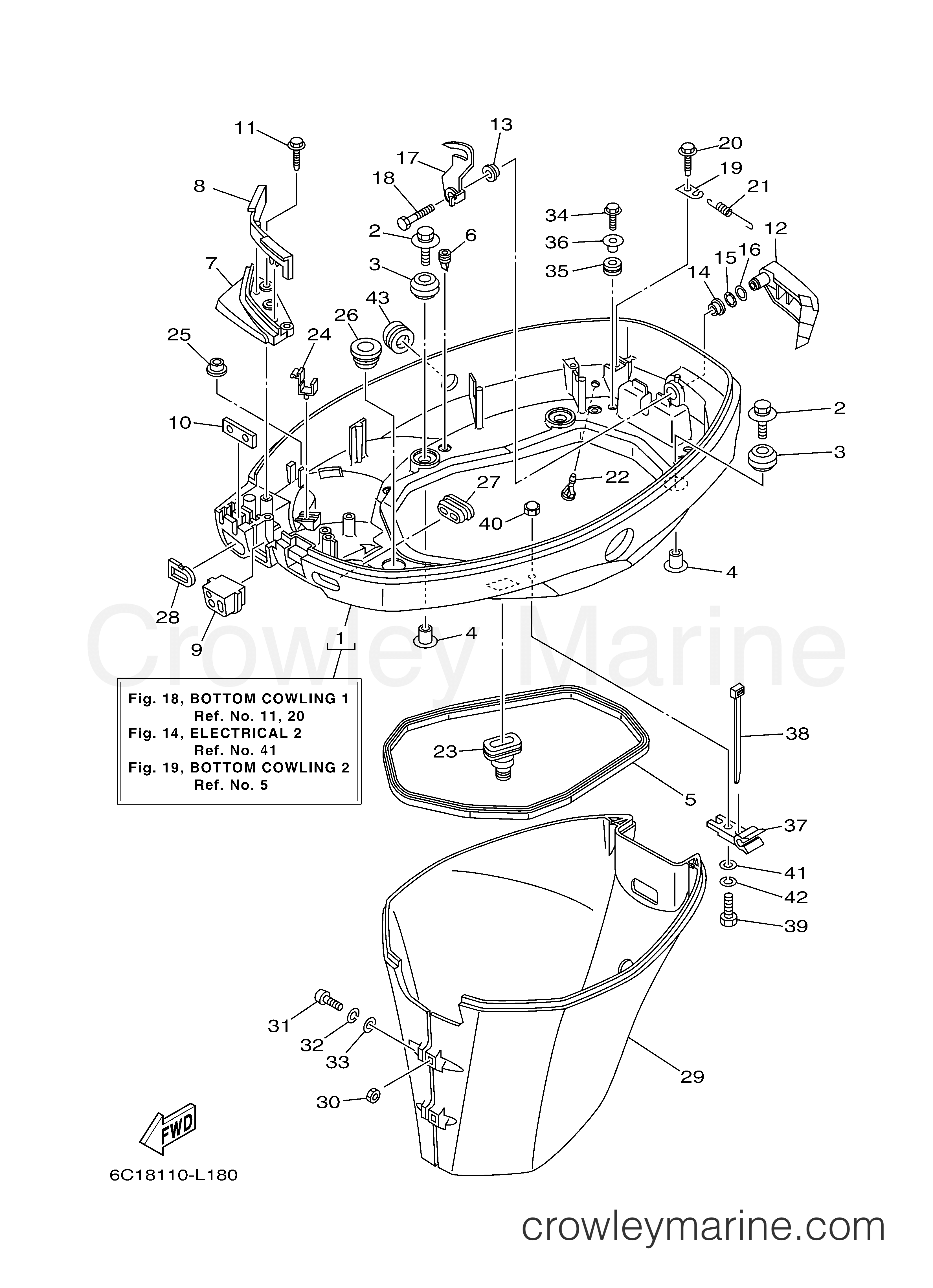 Yamaha Motors F50TLR - BOTTOM COWLING 1