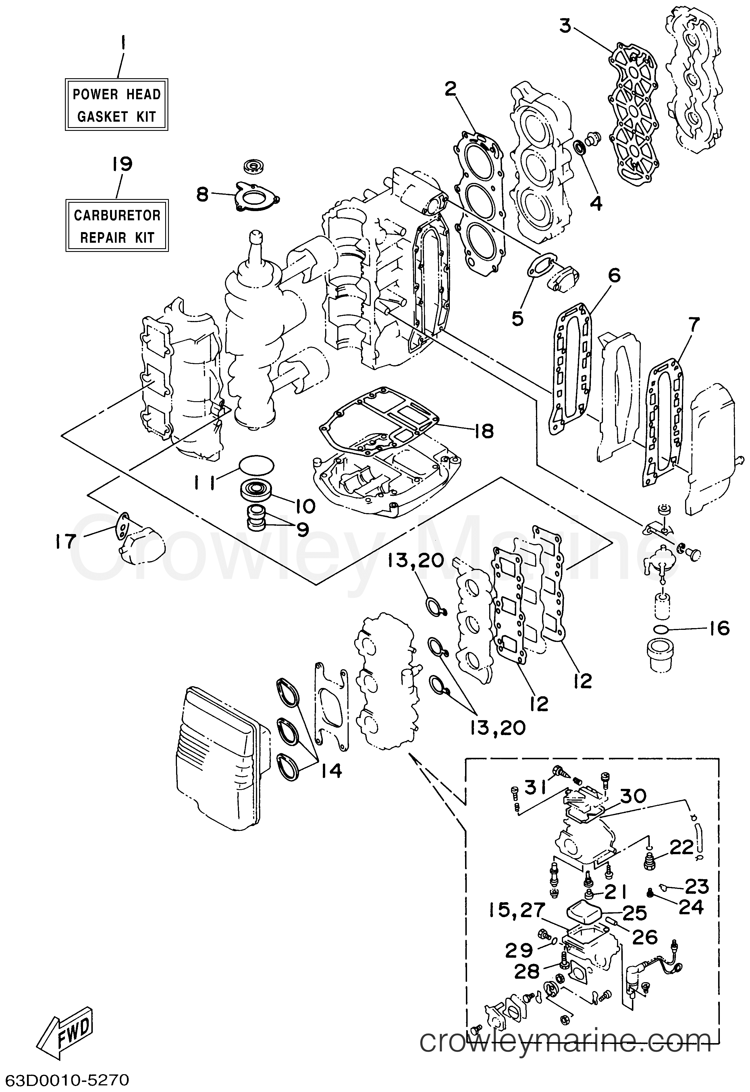 REPAIR KIT 1 2002 Outboard 40hp 40TLRA Crowley Marine