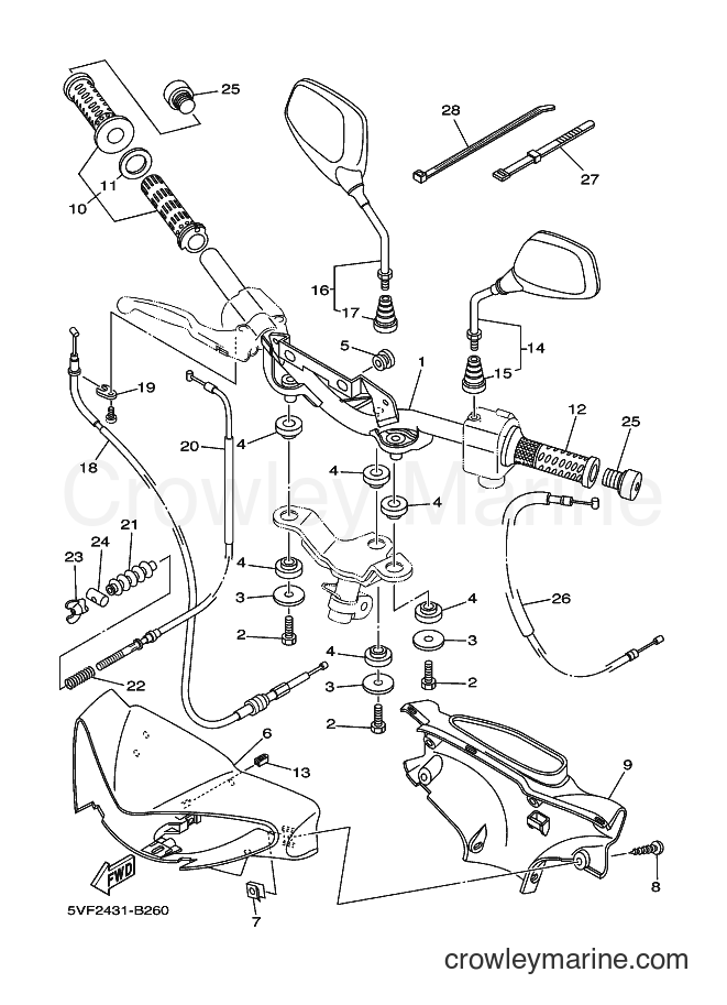 Yamaha Motors L-110C (5VF2) [010] - STEERING HANDLE & CABLE