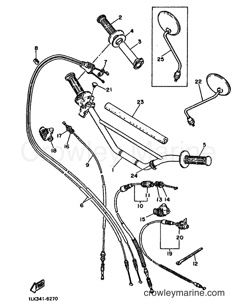1986 Dirt Bike XT500 - XT500 (1LK) [999] - STEERING HANDLE & CABLE