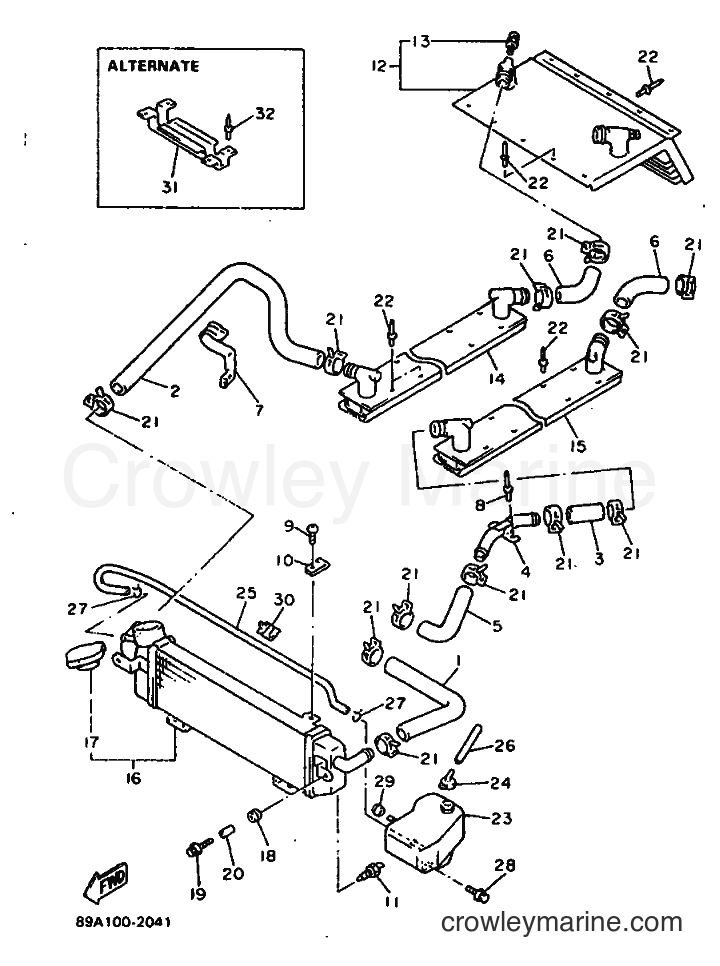 1992 Snowmobile VX750 - VX750 (89A1) [010] - RADIATOR & HOSE