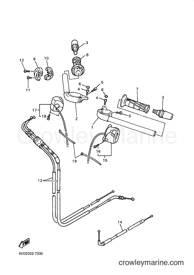 1997 Sport Bike YZF1000R - YZF1000R (4VD2) [010] - STEERING HANDLE & CABLE