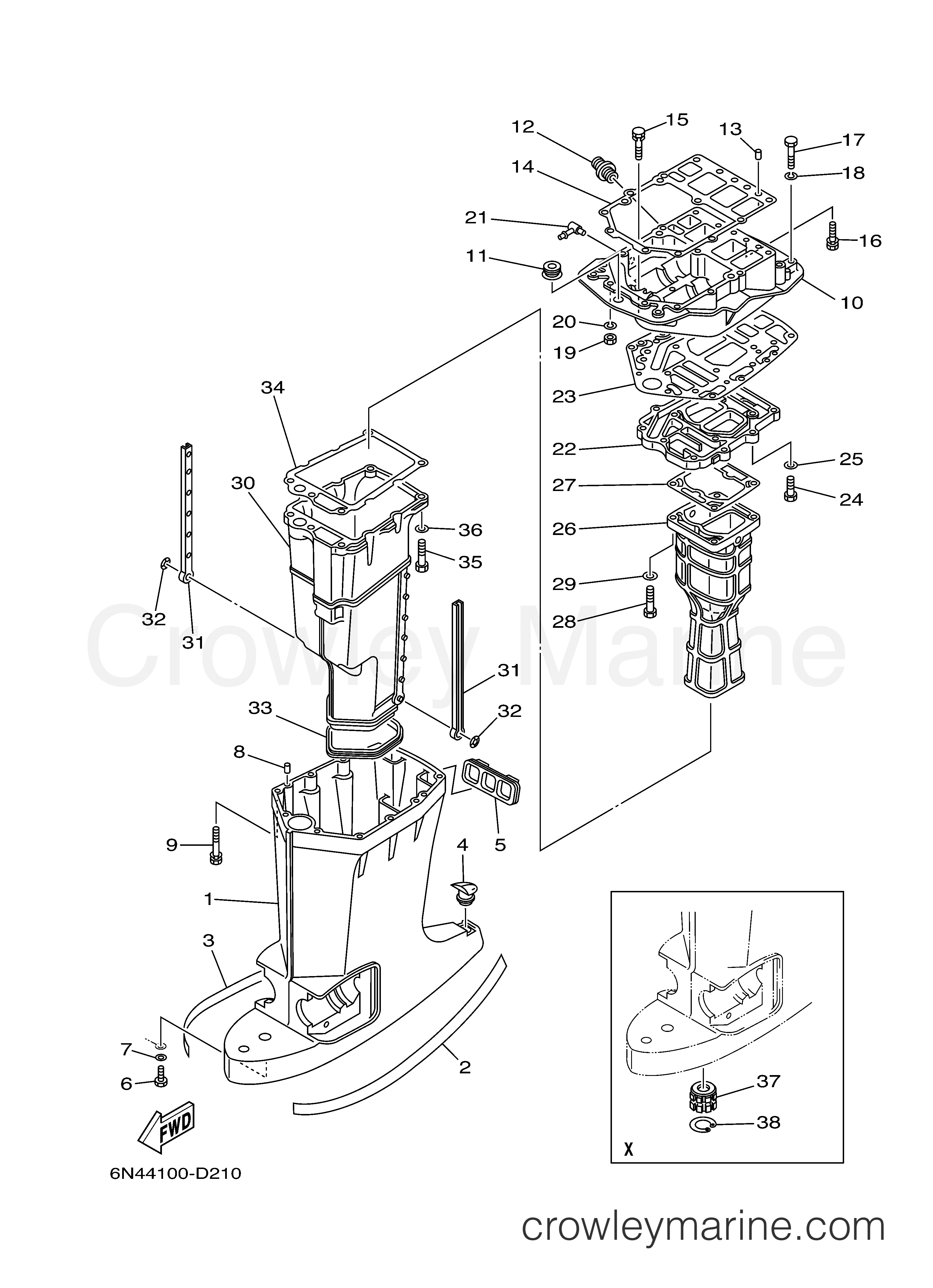 Yamaha Motors 115TXR - UPPER CASING