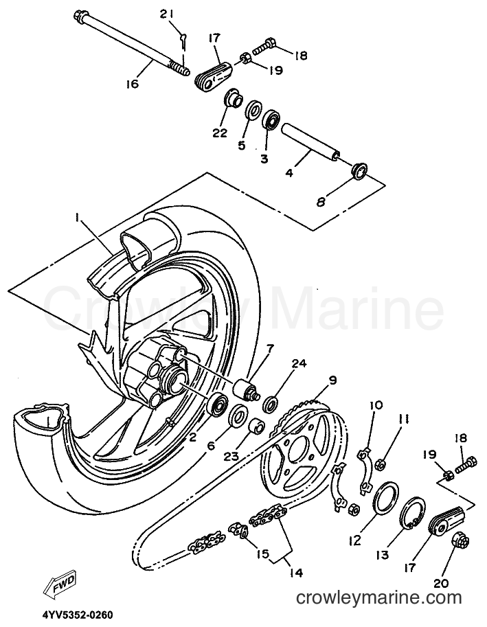 2002 Scooter TZR50 - TZR50 (4YV7) [010] - REAR WHEEL
