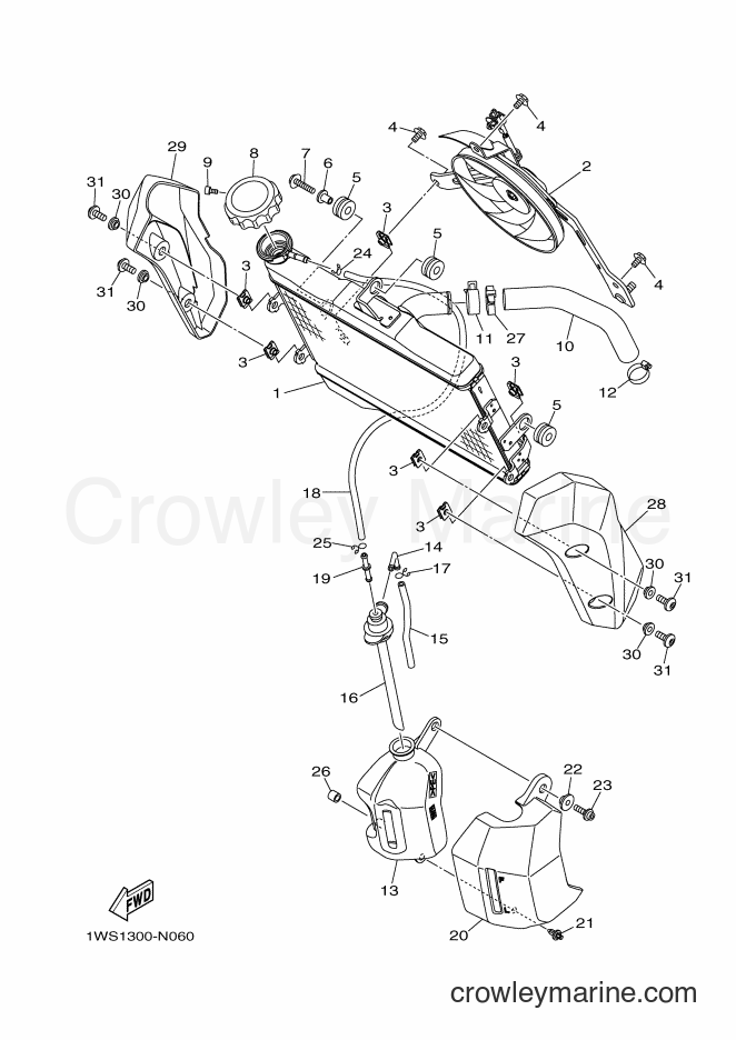 2014 Street Bike MT07 - MT07 (1WS2) [010] - RADIATOR & HOSE
