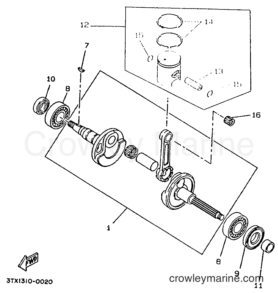 1995 Scooter CW50 - CW50 (3WV7) [999] - CRANKSHAFT & PISTON