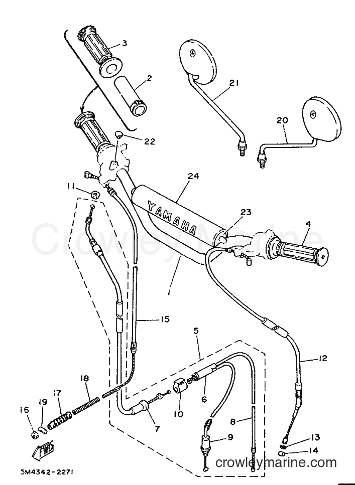 1986 Scooter DT50 - DT50 (29H) [999] - STEERING HANDLE & CABLE