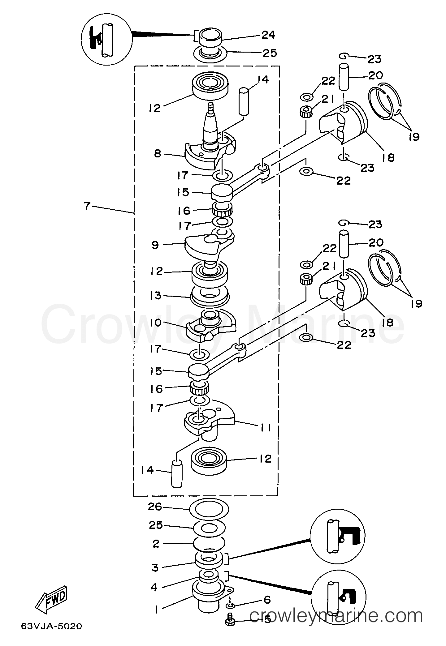 Yamaha Motors 15MLHV - CRANKSHAFT PISTON