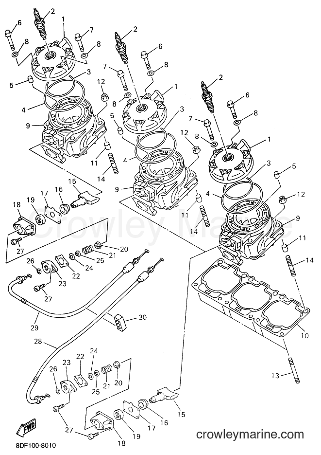 1998 Snowmobile SRX700 - SRX700 (8DN1) [020] - CYLINDER HEAD