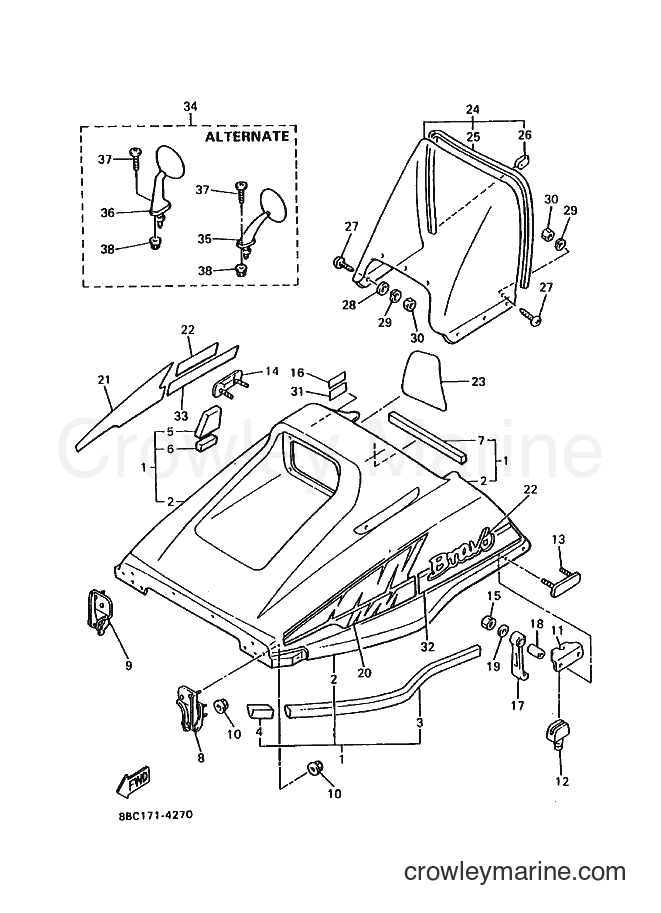 1994 Snowmobile BR250TS - BR250TS (8BC1) [010] - SHROUD & WINDSHIELD