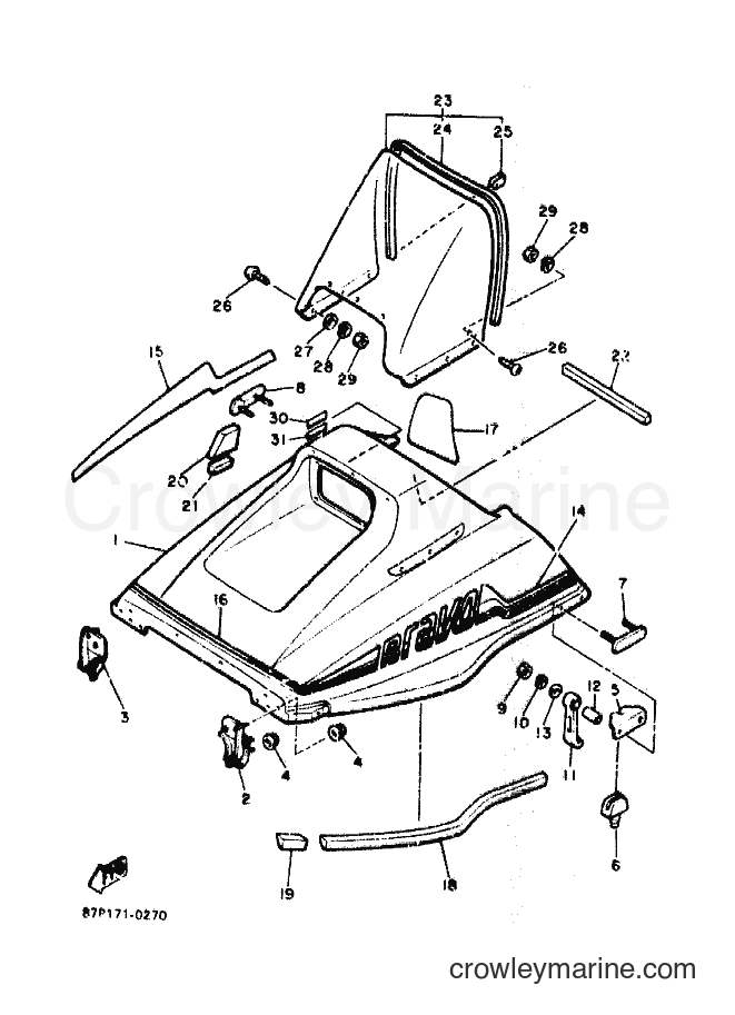 1990 Snowmobile BR250TSP - BR250TSP (87P1) [010] - SHROUD & WINDSHIELD