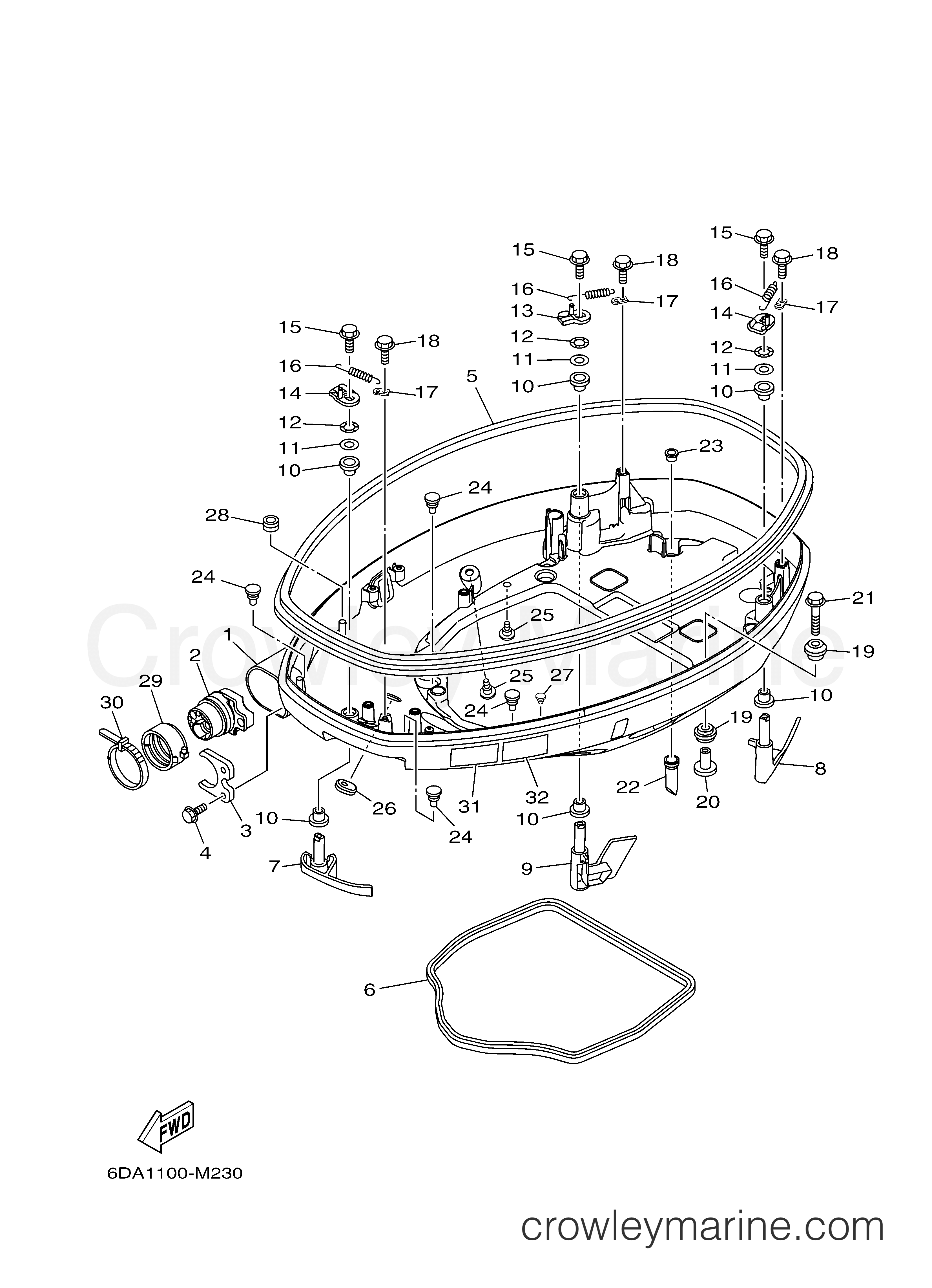 Yamaha Motors LF200XB - BOTTOM COWLING 1