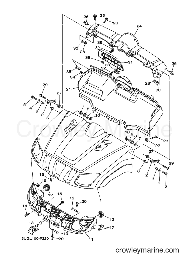 2007 ATV YXR660F - YXR660F (5UGV) [010] - FRONT FENDER