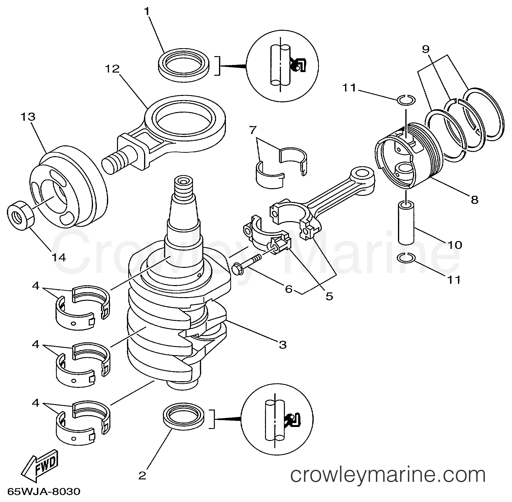 Yamaha Motors F25ELHX - CRANKSHAFT PISTON