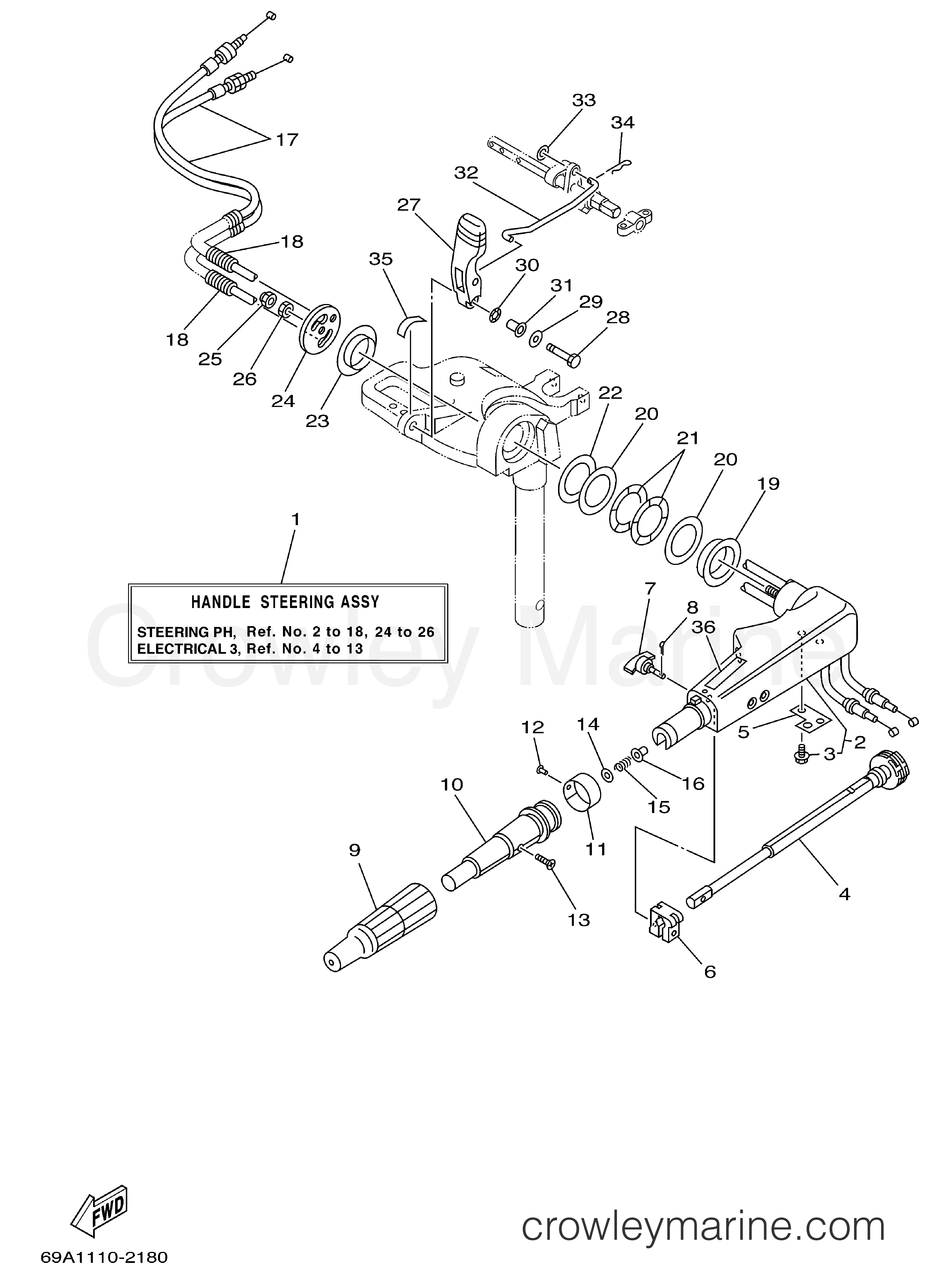 Yamaha Motors F15PLHD - STEERING PH