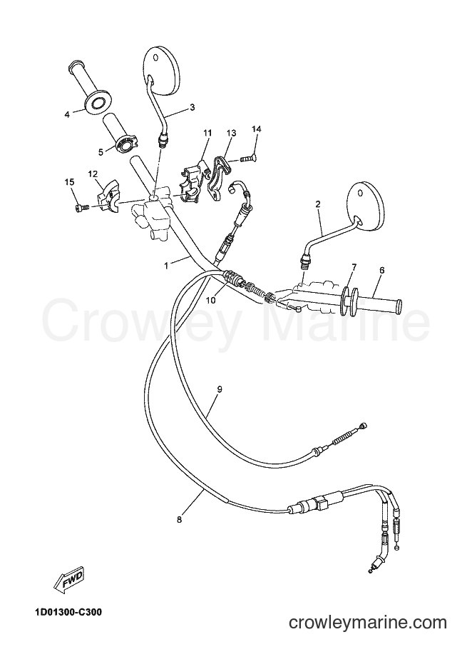 2004 Dirt Bike DT125RE - DT125RE (1D01) [070] - STEERING HANDLE & CABLE