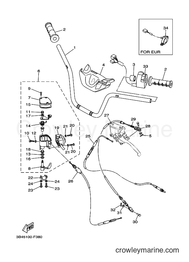 Yamaha Motors YFM700FWAD (3B47) [010] - STEERING HANDLE & CABLE