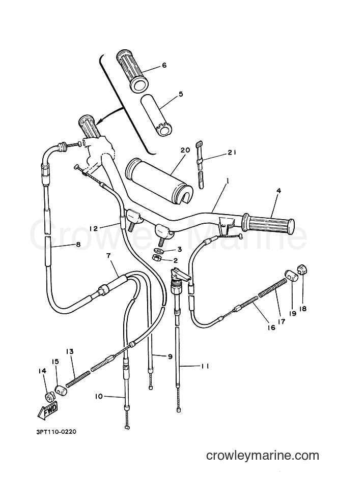 1993 Dirt Bike PW50 - PW50 (3PTA) [999] - STEERING HANDLE & CABLE