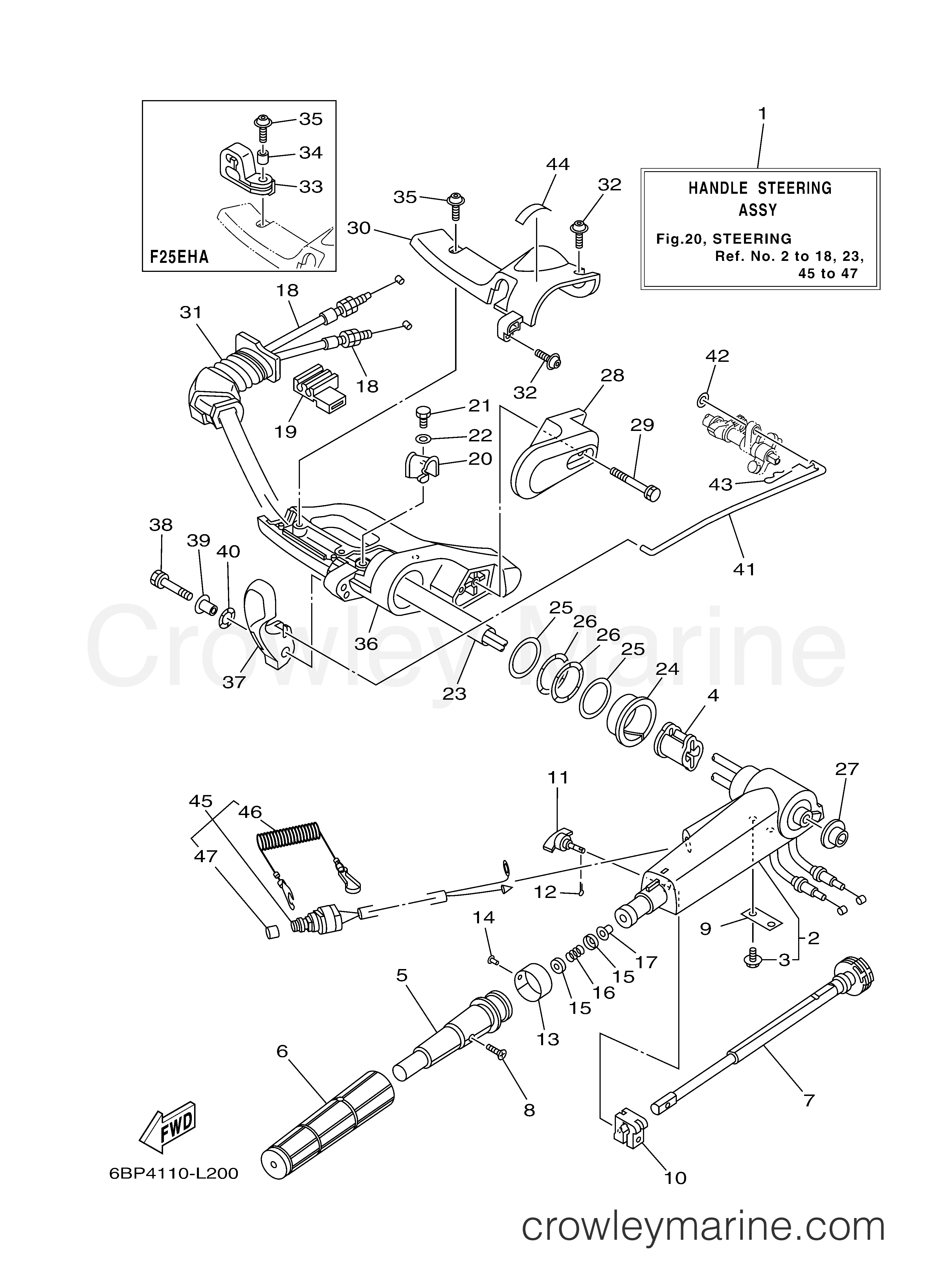 STEERING 2011 Yamaha Outboard 25hp F25LA Crowley Marine