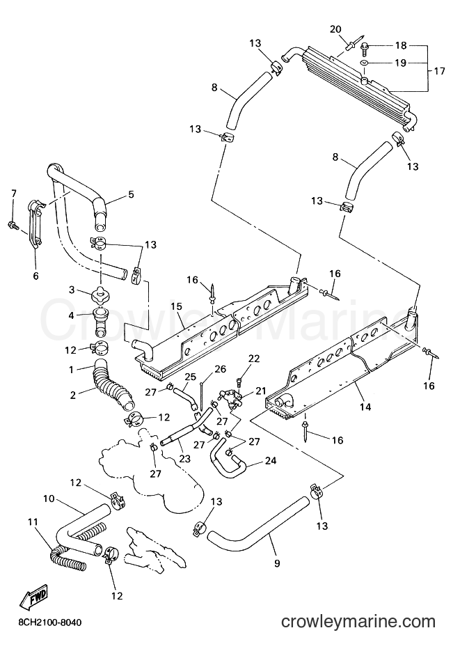 1998 Snowmobile VX700SXB - VX700SXB (8CH2) [020] - RADIATOR & HOSE
