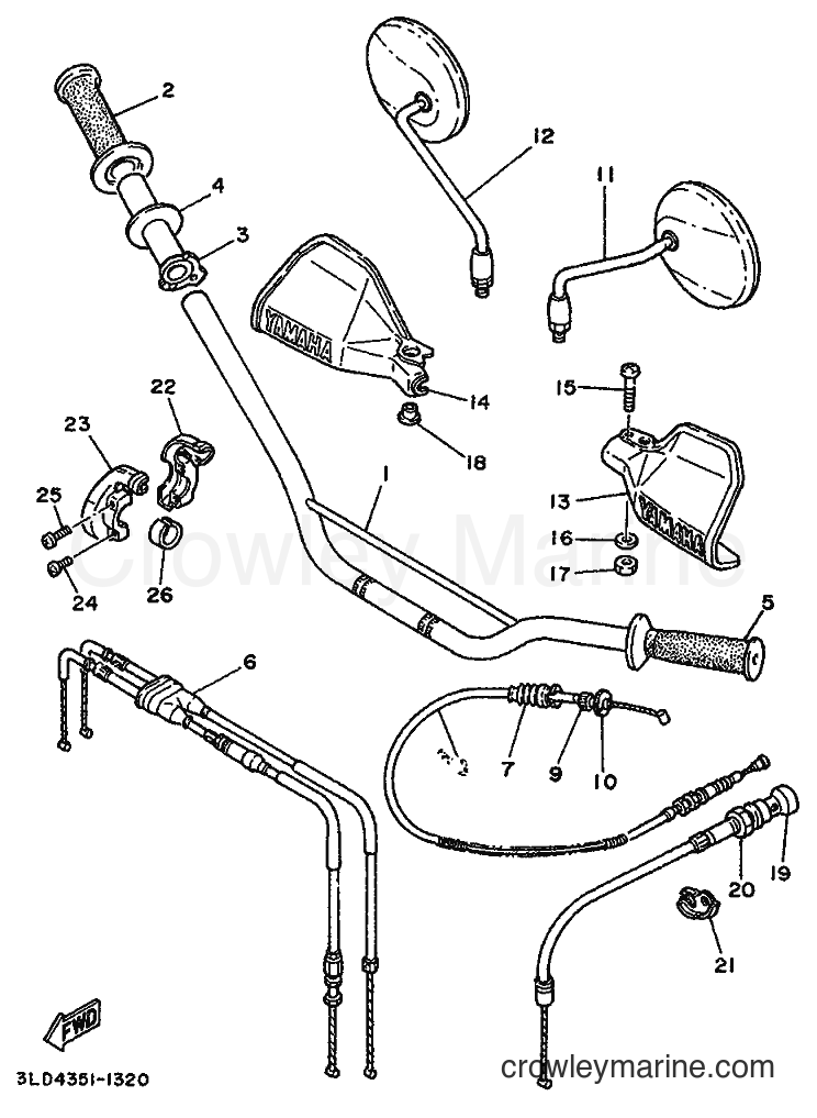 1992 Dirt Bike XTZ750 - XTZ750 (3LD5) [999] - STEERING HANDLE & CABLE