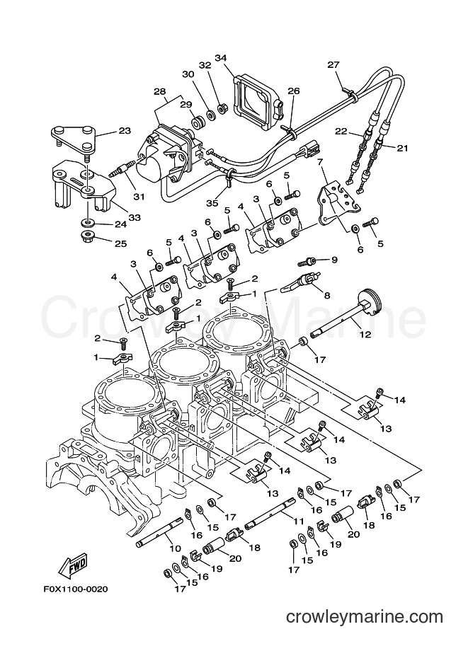 Yamaha Motors ENG FOR GP1200 (68BA) [02A] - CYLINDER & CRANKCASE 2