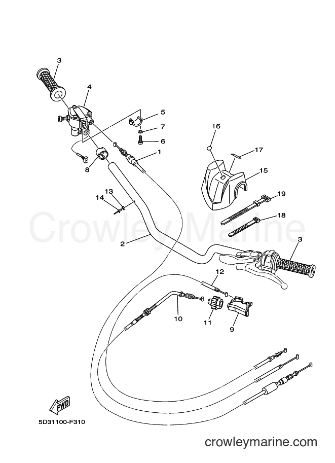 Yamaha Motors YFZ450 (5D39) [010] - STEERING HANDLE & CABLE