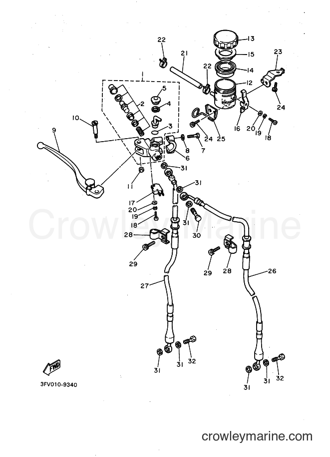 1990 Sport Bike FZR750R - FZR750R (3SJ2) [010] - FRONT MASTER CYLINDER