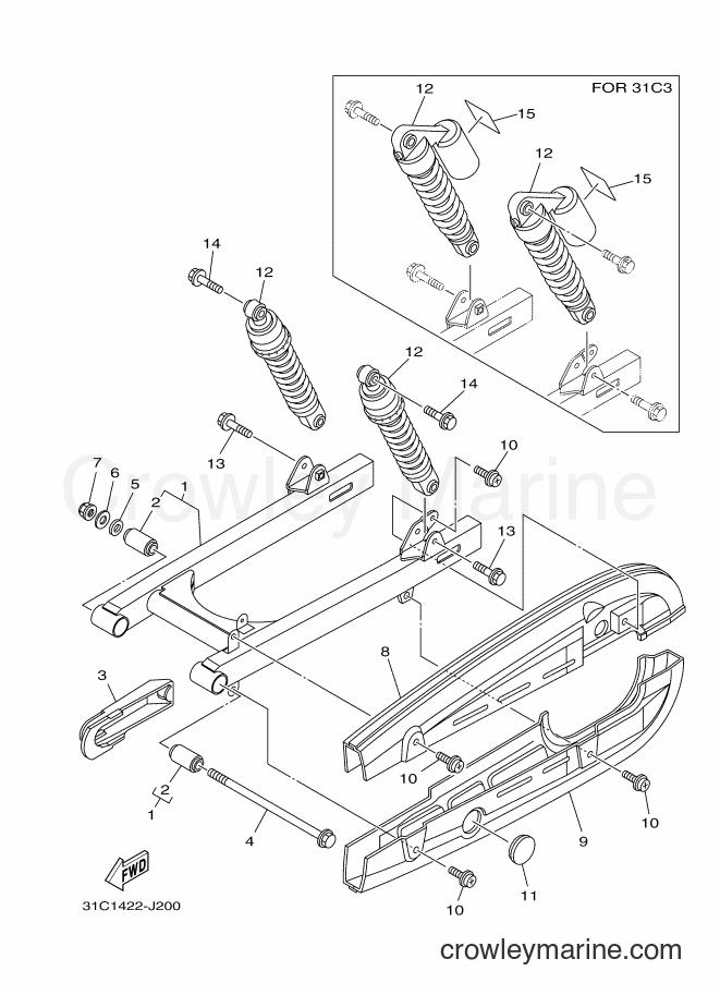 2010 Scooter T115E - T115E (31C1) [010] - REAR ARM & SUSPENSION