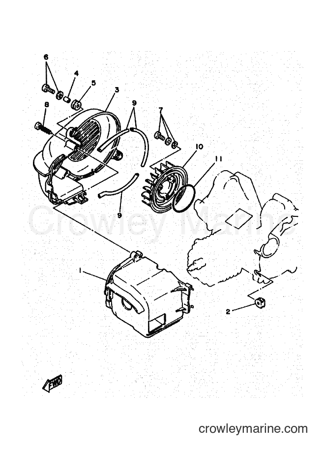 1995 Scooter YA50R - YA50R (4PC4) [010] - AIR SHROUD & FAN