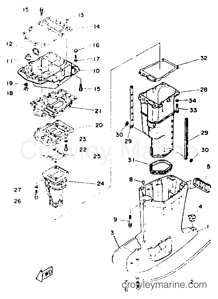 Yamaha Motors P200TLRR - UPPER CASING
