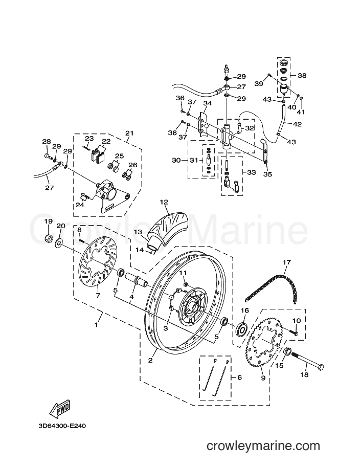 2006 Dirt Bike XT125X - XT125X (3D64) [010] - REAR WHEEL & BRAKE SYSTEM
