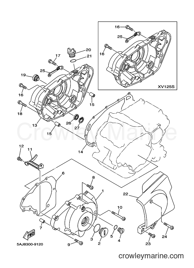 1999 Cruiser XV125S - XV125S (5AJB) [040] - CRANKCASE COVER 1