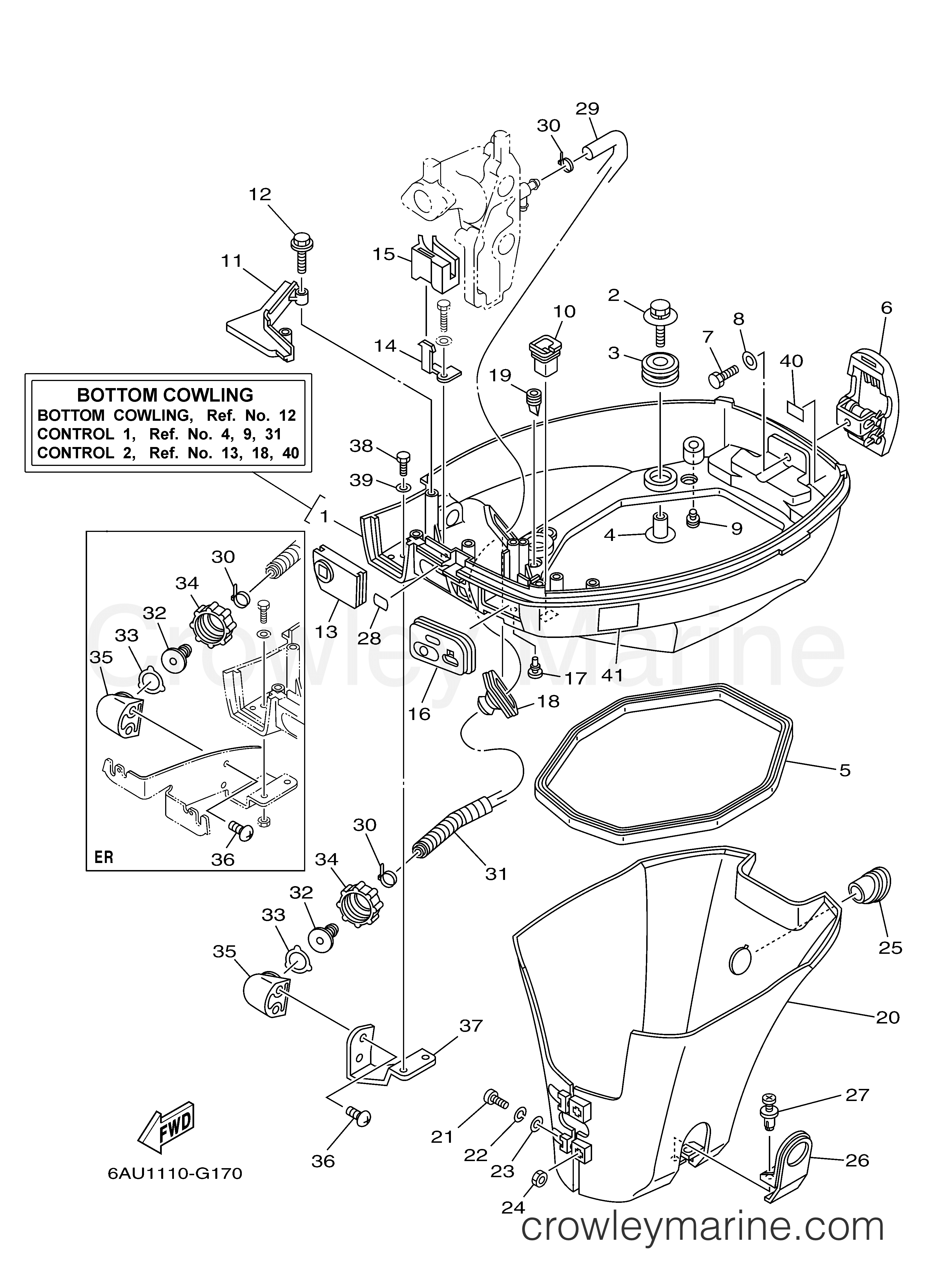Yamaha Motors F9.9FELR - BOTTOM COWLING