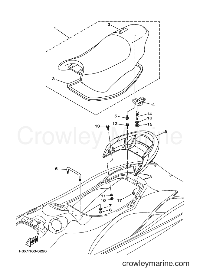 Yamaha Motors JET FOR GP1200 (67X1) [02A] - SEAT & UNDER LOCKER